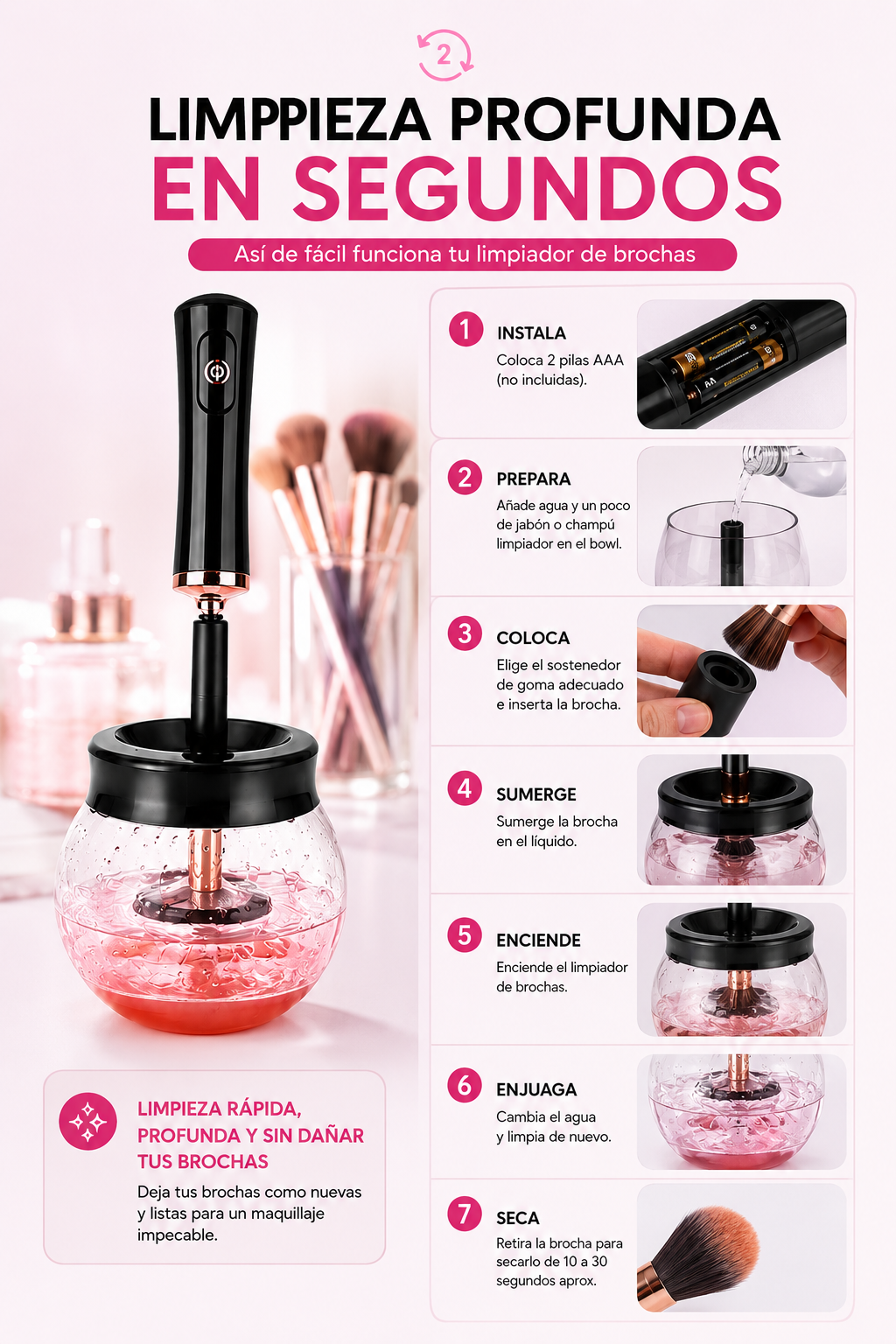LIMPIADOR DE BROCHAS DE MAQUILLAJE