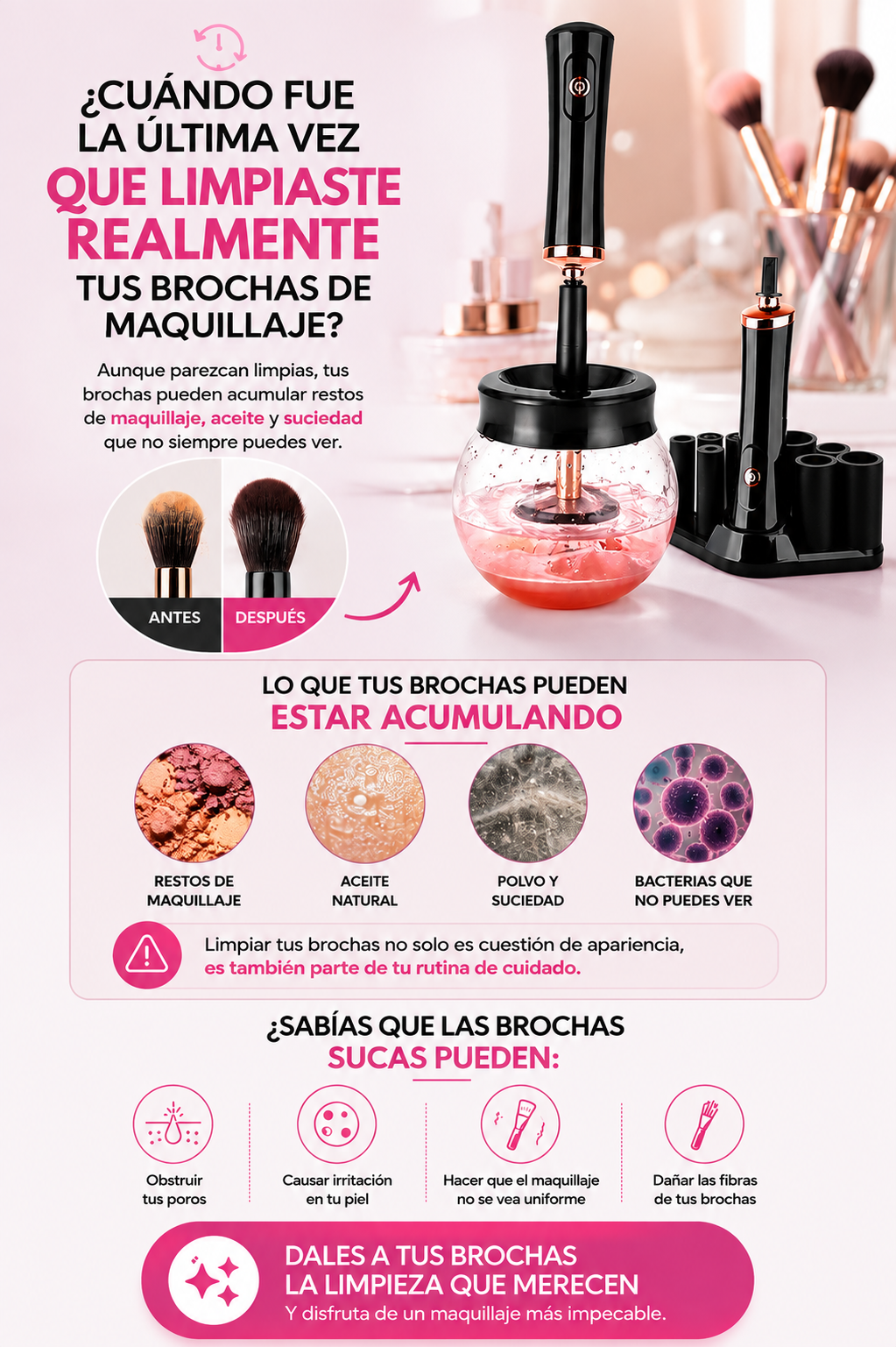 LIMPIADOR DE BROCHAS DE MAQUILLAJE